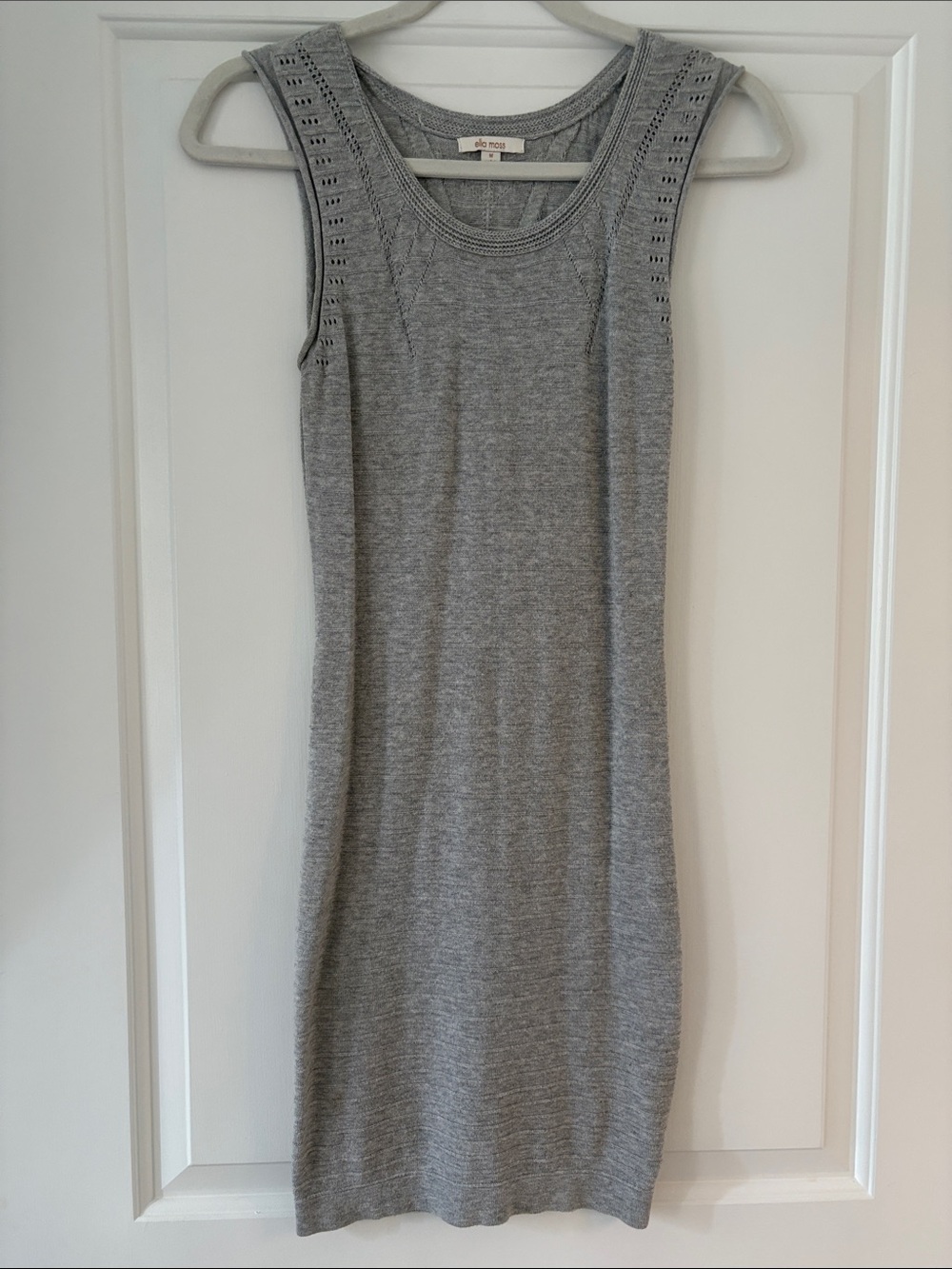 Preowned Ella Moss  Grey Knit Sleeveless Scoop Neck Dress Size Medium